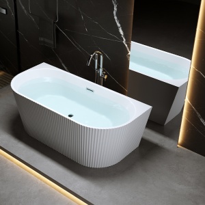 Cada de baie suport CARLO 517C, Dimensiune 160x75cm, Culoare Alb, Deversor Crom - Img 2