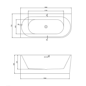 Cada de baie Suport MERA509C 160X75cm, Culoare Alb, Deversor Crom/ Stanga - Img 14