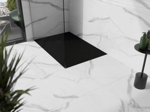 Cadita de dus din compozit dreptunghiulară 120 x 100 cm, Stone neagra - Img 2