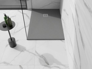 Cadita de dus din compozit, dreptunghiulara PRO 120 x 100 cm, gri-beton - Img 3