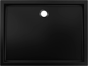 Cadita de dus dreptunghiulară Pro Flow, 110 x 90 cm, negru mat cu sifon inclus - Img 2