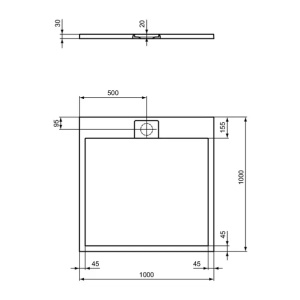 Cadita de dus patrata Ideal Standard i.life Ultra Flat S negru intens 100x100 cm - Img 5
