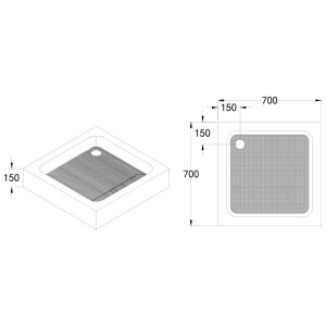 Cadita de dus patrata inalta antialunecare SXL05A 70 x 70 cm alba - Img 5