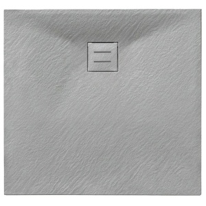 Cadita de dus patrata slim model texturat piatra RIKO 90 × 90 cm gri