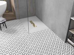 Cadita de dus Toro SMC, culoare alba, sifon auriu, dimensiune 110x90cm - Img 2