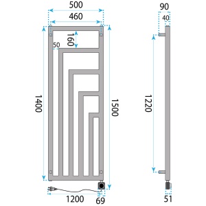Calorifer electric, cu termostat,REA MODUS 1400x50 GRI Mat - Img 11