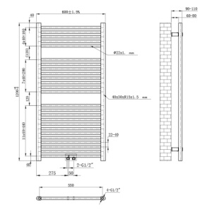 Calorifer vertical CORSO-BL-1 pentru baie 120x60, negru - Img 10