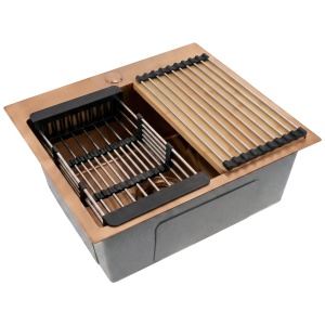Chiuveta bucatarie din inox cu accesorii Rea Leo 50 Brush Copper