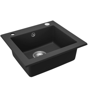 Chiuveta Bucatarie REA GRANIT WEST BLACK, Dimensiuni 44 x 48.5 x 17 cm, 1 Cuva, Incastrabila, Negru - Img 6