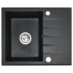 Chiuveta Bucatarie REA NORTH BLACK, Dimensiuni 48.5 x 59.5 x 18 cm , Picurator Reversibil, Incastrabila, Dreptunghiulara, Negru cu Picatele - Img 1