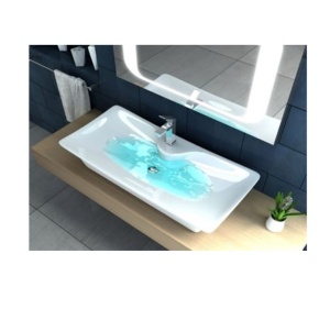 Chiuveta de blat PRO ASTRA, Dimensiuni 80 x 39 x 12 cm, Forma Dreptunghiulara, Ceramica sanitara, cu gaura baterie, Alb - Img 5