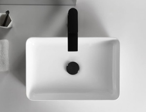 Chiuveta De Blat PRO CUBIC SLIM, 38.5x49x 13 Cm, Montaj Pe Blat, Design Deosebit, Forma Dreptunghiulara, Ceramica Sanitara, Alb - Img 4