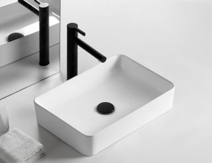 Chiuveta De Blat PRO CUBIC SLIM, 38.5x49x 13 Cm, Montaj Pe Blat, Design Deosebit, Forma Dreptunghiulara, Ceramica Sanitara, Alb - Img 5