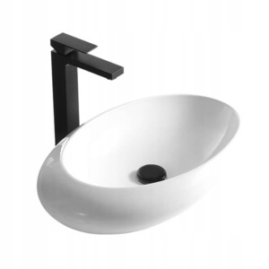 Chiuveta de blat PRO ELLI, Dimensiuni 57 x 36 x 14 cm, Forma Ovala, Ceramica sanitara, Alba - Img 1