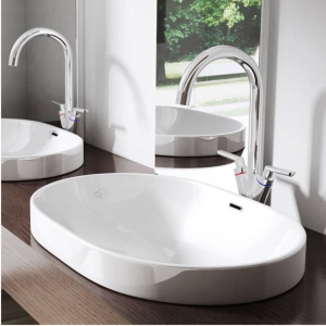 Chiuveta de blat PRO VERA, Dimensiuni 60x 40x 19 cm, Forma Dreptunghiulara, Ceramica sanitara, Fara gaura baterie, Alb - Img 2