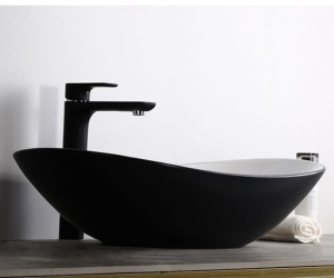 Chiuveta de blat PRO ZUZAN Black and White, Dimensiuni 60.5 cm x 36 x 15 cm, Ceramica sanitara, Fara gaura baterie, Alb/Negru - Img 3