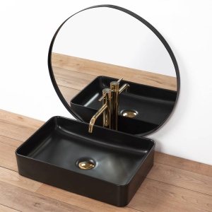 Chiuveta de blat REA AVIA Black, Dimensiuni 50.5cm x 34.5 x 11 cm, Ceramica Sanitara,Fara Gaura baterie, Negru Mat - Img 2