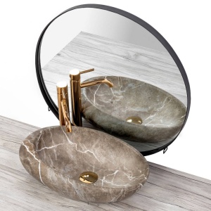 Chiuveta de blat REA ROXY B, Dimensiuni 49 x 31 x 13.5 cm, Forma Ovala, Ceramica sanitara, Maro - Img 6