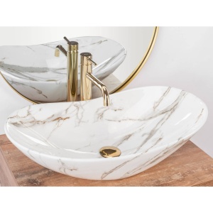 Chiuveta de blat REA ROYAL Lava, Dimensiuni 60 x 35 x 15 cm, Forma Ovala, Ceramica sanitara, Alb - Img 3
