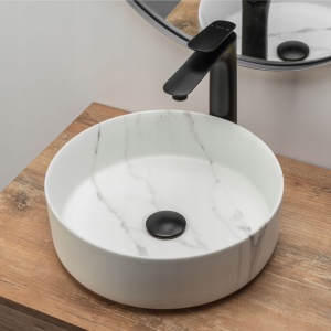 Chiuveta de blat REA SAMI Marble Mat, Dimensiuni 36 cm x 36 x 11.5 cm, Ceramica Sanitara,Fara Gaura baterie, Gri Mat - Img 4