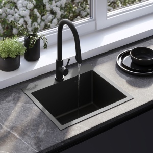 Chiuveta din inox cu set de accesorii Rea Leo Black 50 cm - Img 5
