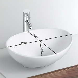 Chiuveta lavoar oval cu montaj pe blat, din ceramica alba, Lumo White Gloss 34 x 27 cm - Img 11