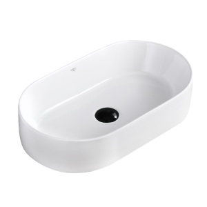 Chiuveta lavoar oval cu montaj pe blat, din ceramica alba, Navi White Gloss 46 x 31 cm - Img 5