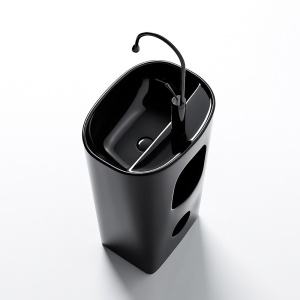 Chiuveta ovala independenta tip piedestal din ceramica Claro negru - Img 3