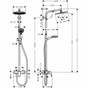 Coloana de dus cu baterie monocomanda Hansgrohe Crometta S240 - Img 2
