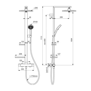 Coloana de dus cu baterie termostatata Ideal Standard Alu+ palarie patrata, negru mat - Img 6