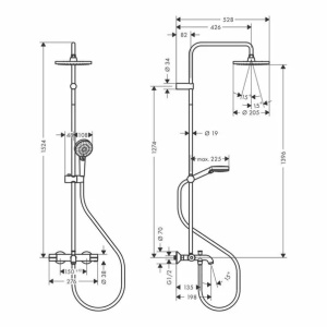 Coloana de dus cu baterie termostatata si pipa cada Hansgrohe Vernis Blend 200 cu 2 functii - Img 2