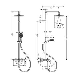 Coloana de dus cu baterie termostatata si pipa cada negru mat Hansgrohe Vernis Blend 240 - Img 2