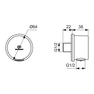 Cot conector perete Ideal Standard Multisuite rose mat - Img 3