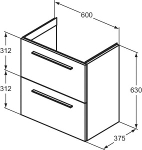 Dulap baza suspendat Ideal Standard i.Life S 60 x 37.5 x 63 cm 2 sertare stejar cafeniu - Img 3