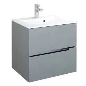 Dulap baza suspendat Oristo Silver gri mat 60 x 45 x 55 cm cu 2 sertare