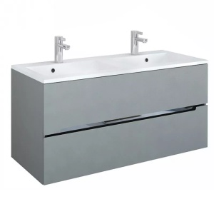 Dulap baza suspendat pentru baie Oristo Silver gri mat 120 x 45 x 55 cm cu 2 sertare