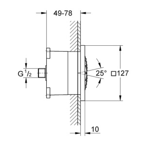 Dus lateral incastrat Grohe Rainshower F-Series crom periat Supersteel - Img 2