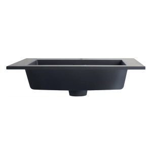 Lavoar baie incastrat din conglemerat, fara gaura baterie, negru mat, Veldman Lotus 60 x 46 cm - Img 2
