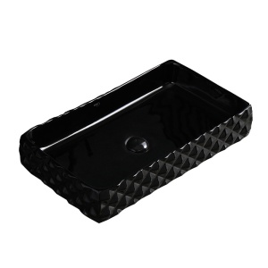 Lavoar ceramic dreptunghiular cu caneluri si montaj pe blat Pearl Black 60 x 34 cm - Img 8