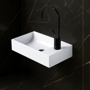 Lavoar ceramic dreptunghiular cu montaj pe blat Luci White Gloss 40 x 20 cm - Img 2