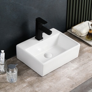 Lavoar ceramic dreptunghiular cu montaj pe blat Viva White Gloss 40 x 30 cm - Img 2
