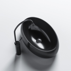 Lavoar ceramic oval cu montaj pe blat Cari Black Gloss 50 x 31 cm - Img 5