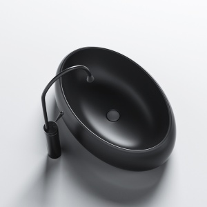 Lavoar ceramic oval cu montaj pe blat Cari Black Matt 60 x 40 cm - Img 5