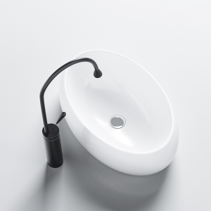 Lavoar ceramic oval cu montaj pe blat Cari White 50 x 31 cm - Img 5