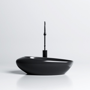 Lavoar ceramic oval cu montaj pe blat Emma Black Gloss 49 x 31 cm - Img 4
