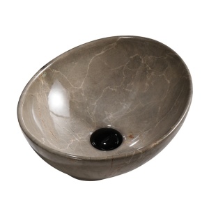 Lavoar ceramic oval cu montaj pe blat Lumo Beige Gloss 33 x 45 cm - Img 5