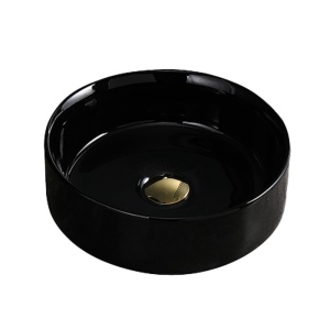 Lavoar ceramic rotund cu montaj pe blat Lava Black Gloss 36 x 12 cm - Img 7