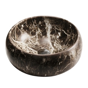Lavoar ceramic rotund cu montaj pe blat Naomi Marble Brown 40 x 15 cm
