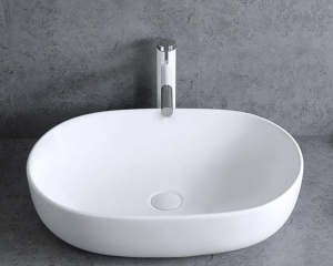 Lavoar de blat ANNA SLIM, Dimensiuni 61 x 41 x 13.5 cm, Forma Ovala, Ceramica sanitara, Alb - Img 6