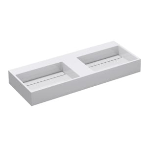 Lavoar De Blat Dublu PRO CASPIO WHITE, diferite dimensiuni , Cu 1/2 Gauri pentru Baterie sau fara Gaura Baterie, Conglomerat, 120 cm, Alb - Img 1